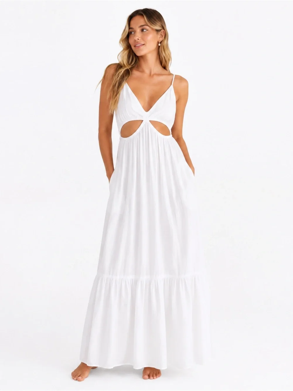 Abercrombie & Fitch White Cutout Maxi Dress